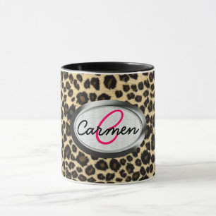 Leopard-Druck-Monogramm Tasse