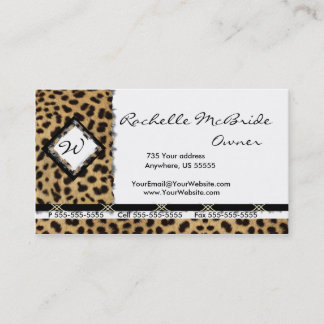 Leopard-Druck-Monogramm-Visitenkarten Visitenkarte