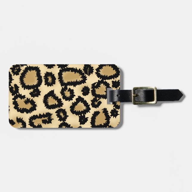 Leopard-Druck-Muster, Brown und Schwarzes Gepäckanhänger (Vorderseite horizontal)