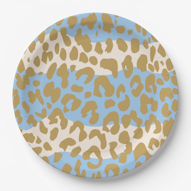 Leopard-Druck-Party-Teller (blau) Pappteller (Vorderseite)