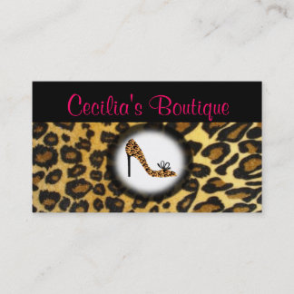 Leopard-Druck-Schuh-Butike-Geschäfts-Karte Visitenkarte