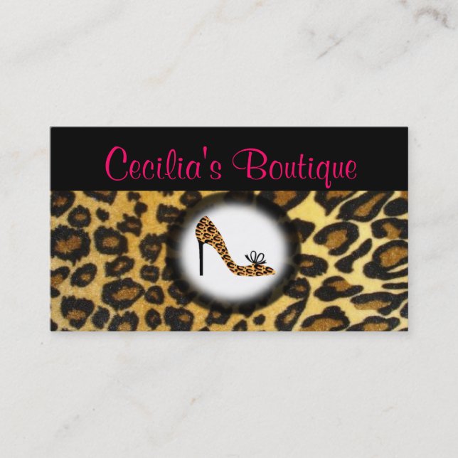 Leopard-Druck-Schuh-Butike-Geschäfts-Karte Visitenkarte (Vorderseite)
