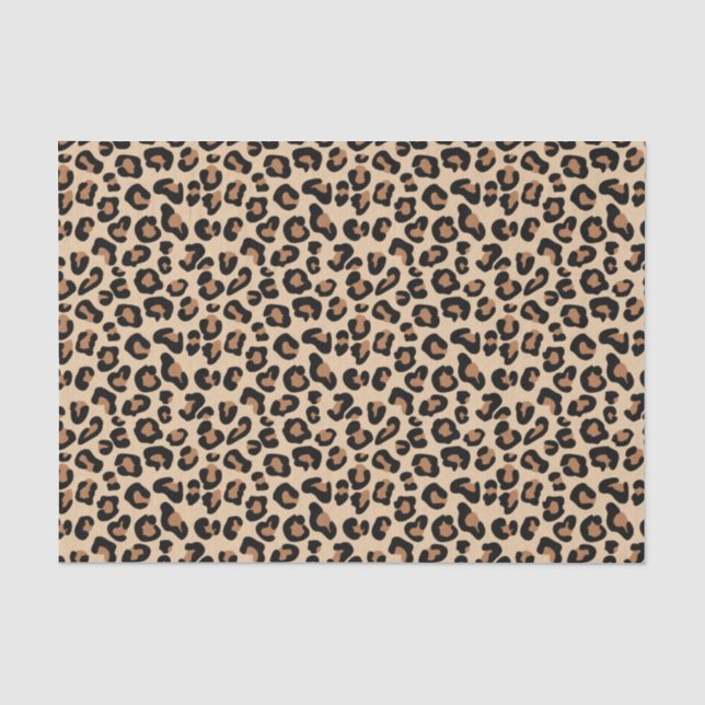 Leopard-Druck, Schwarzes, Brown, Rost und TAN Seidenpapier (Vorderseite)