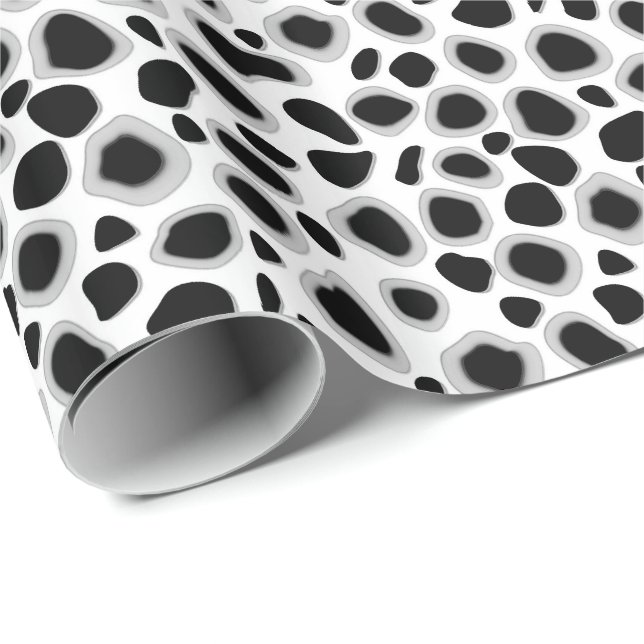 Leopard-Druck - Schwarzweiss Geschenkpapier (Rolleneckpunkt)
