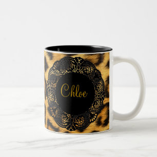 Leopard-Druck-Tasse Zweifarbige Tasse