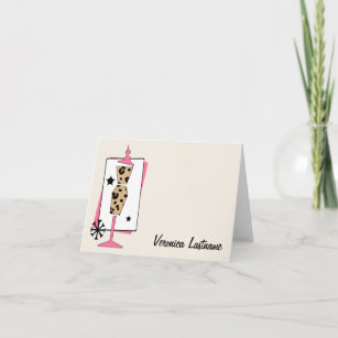 Leopard-Druck u. rosa Kleiderform personalisiert Karte