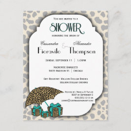 Leopard-Druck und aquamarine Akzent-Dusche laden Einladung