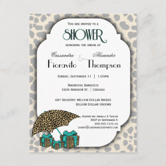 Leopard-Druck und aquamarine Akzent-Dusche laden Einladung