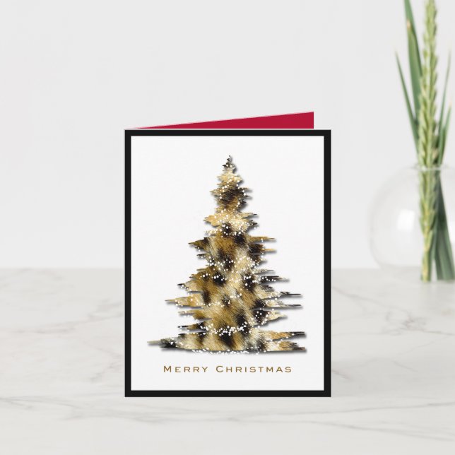 Leopard-Druck-Weihnachtsbaum-Feiertags-Karte Feiertagskarte (Vorderseite)
