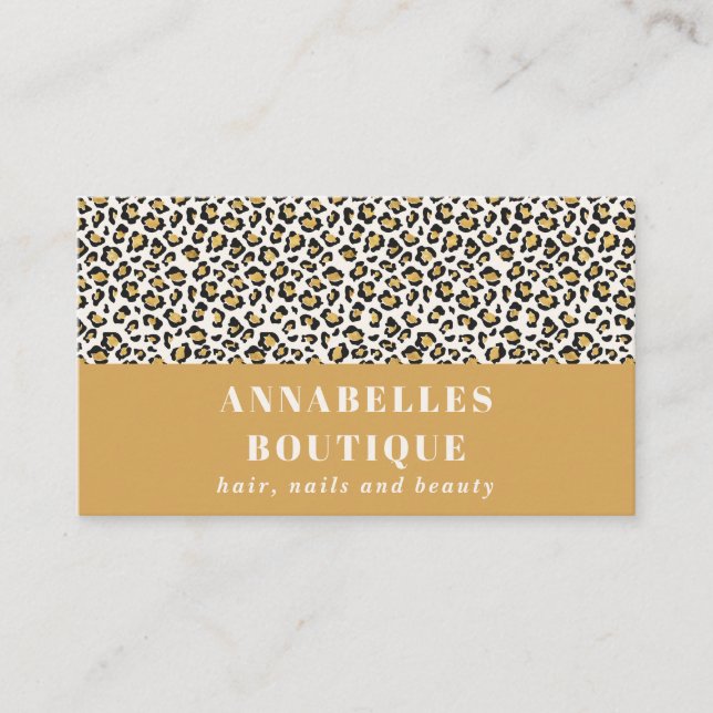 Leopard drucken erste Typografie fett modernes Gol Visitenkarte (Vorderseite)