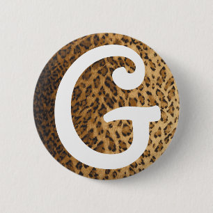 Leopard-Druckg-Monogramminitialen Button