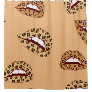 Leopard Drucklippen nahtlos Muster, Geparden Lippe Duschvorhang