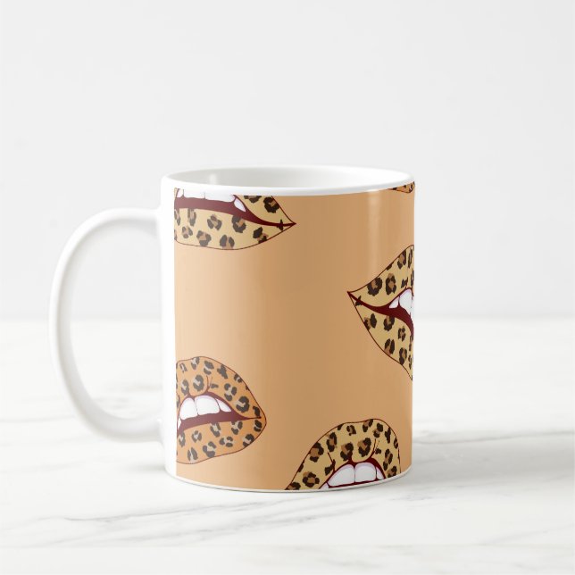 Leopard Drucklippen nahtlos Muster, Geparden Lippe Kaffeetasse (Links)