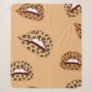 Leopard Drucklippen nahtlos Muster, Geparden Lippe Sherpadecke