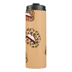 Leopard Drucklippen nahtlos Muster, Geparden Lippe Thermosbecher