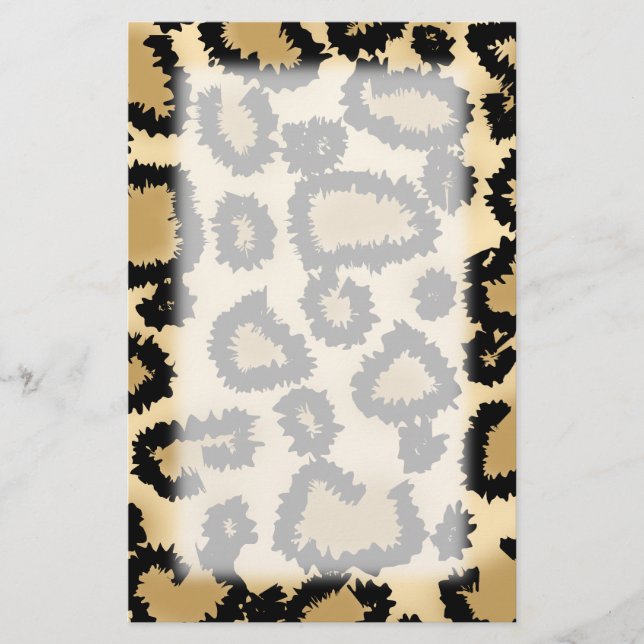 Leopard-Druckmuster, braun und schwarz. Briefpapier (Vorderseite)