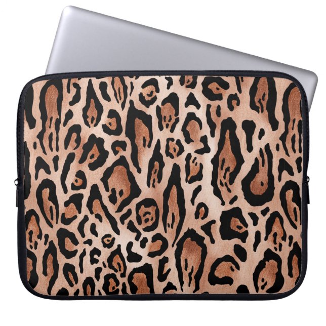 Leopard-Druckmuster Laptopschutzhülle (Vorderseite)