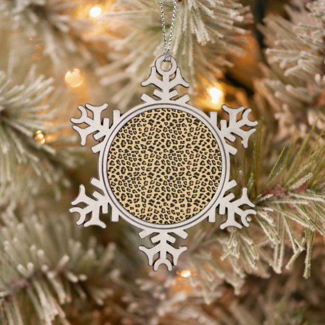Leopard-Druckmuster Schneeflocken Zinn-Ornament (Baum)