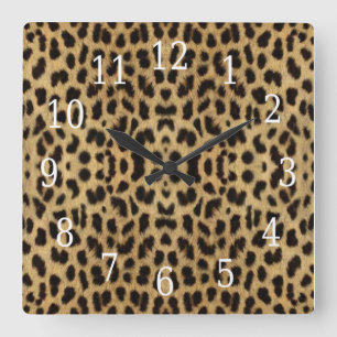 Leopard-Druckuhr Quadratische Wanduhr