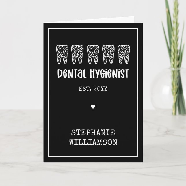 Leopard-Druckzähne für Dentalhygiene Karte (Vorderseite)