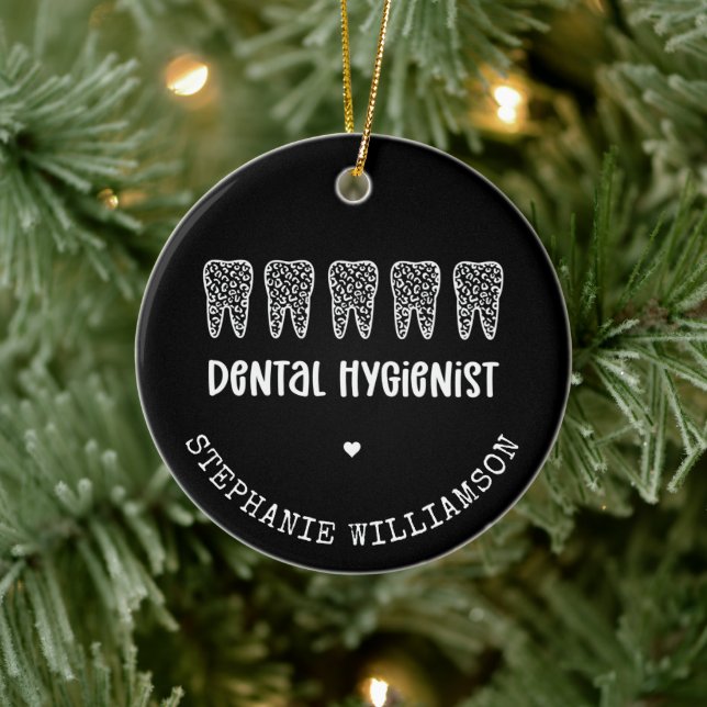 Leopard-Druckzähne für Dentalhygiene Keramik Ornament (Baum)