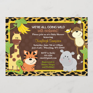 Leopard-Dschungel-Freund-Babyparty-Einladungen Einladung