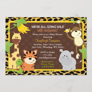 Leopard-Dschungel-Freund-Babyparty-Einladungen Einladung
