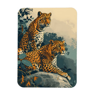 Leopard-Dschungel: Vintag Magnet