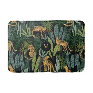 Leopard-Dschungel-Wald-Illustration Nahtloses Must Badematte