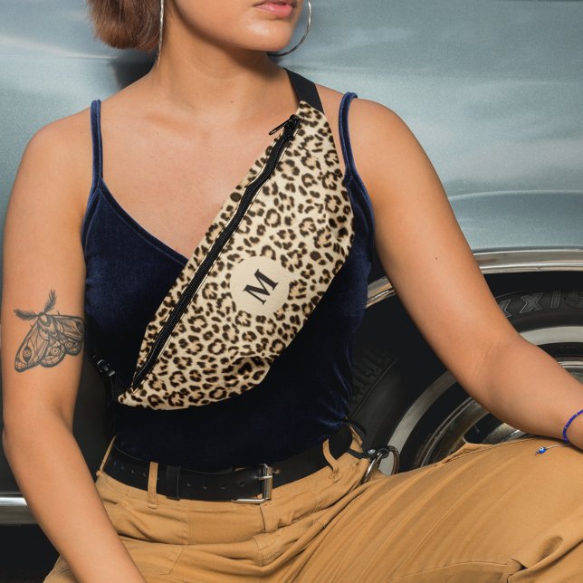 Leopard en cuir Imprimer Motif Monogramme (Créateur téléchargé)