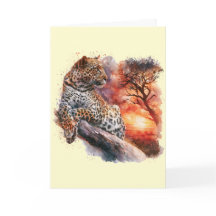 Leopard entspannt auf einer Astkarte #1