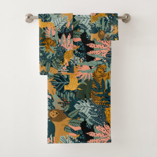 Léopard et tigre tropicaux Motif de la jungle