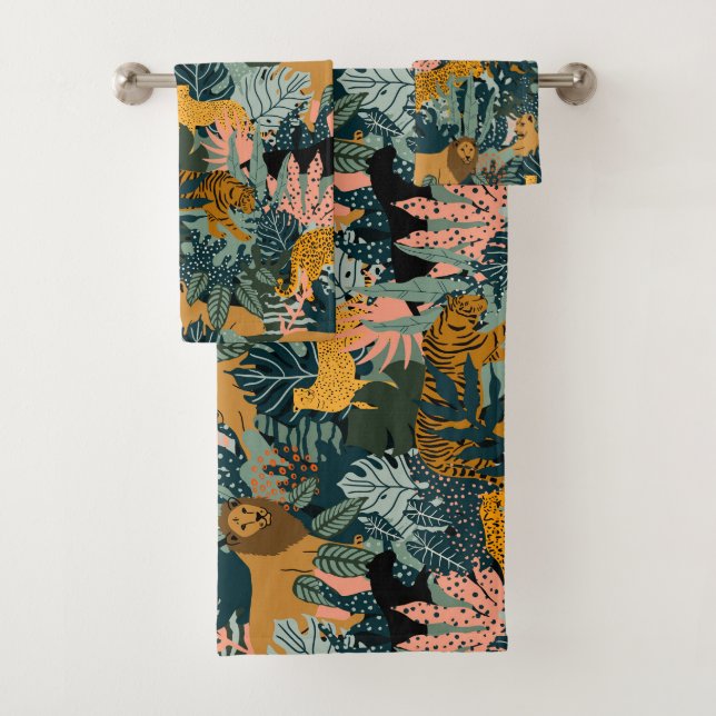 Léopard et tigre tropicaux Motif de la jungle (En situation)