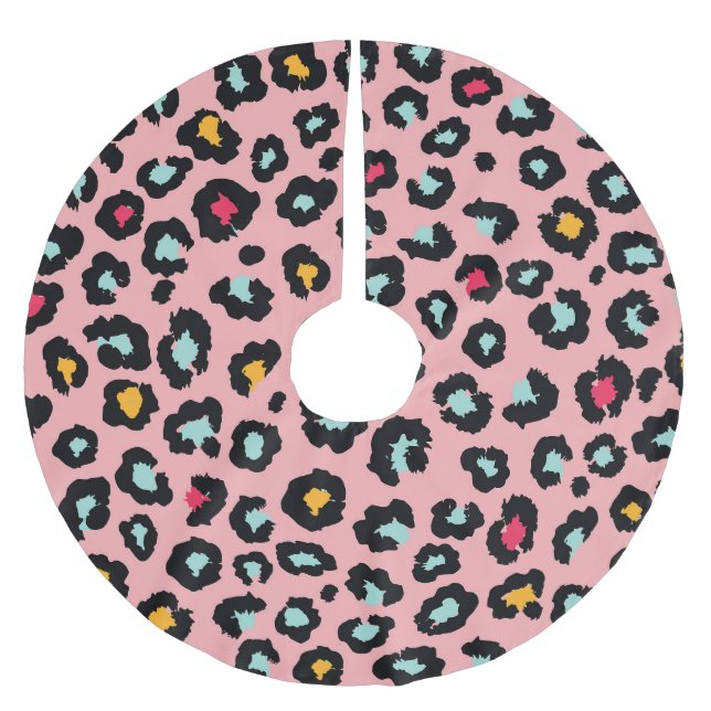 Leopard Exotic: farbenfroher Nahtloser Spaß. Polyester Weihnachtsbaumdecke (Vorderseite)