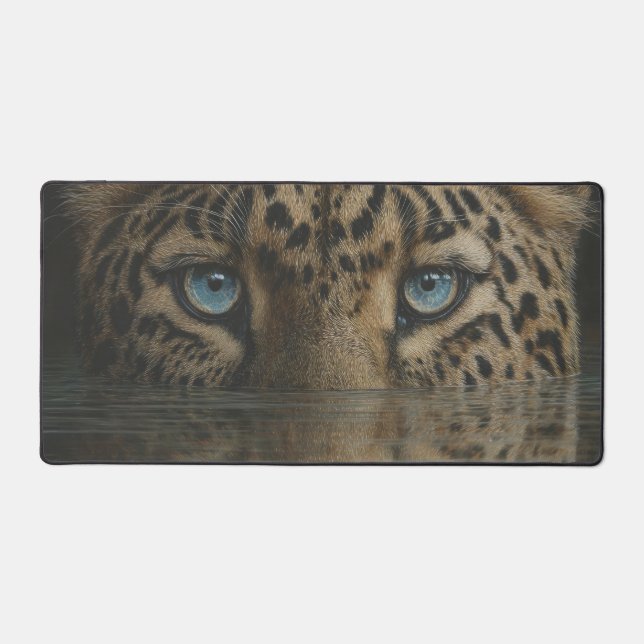Leopard Eyes Above Water Artwork Desk Mat (Recto)