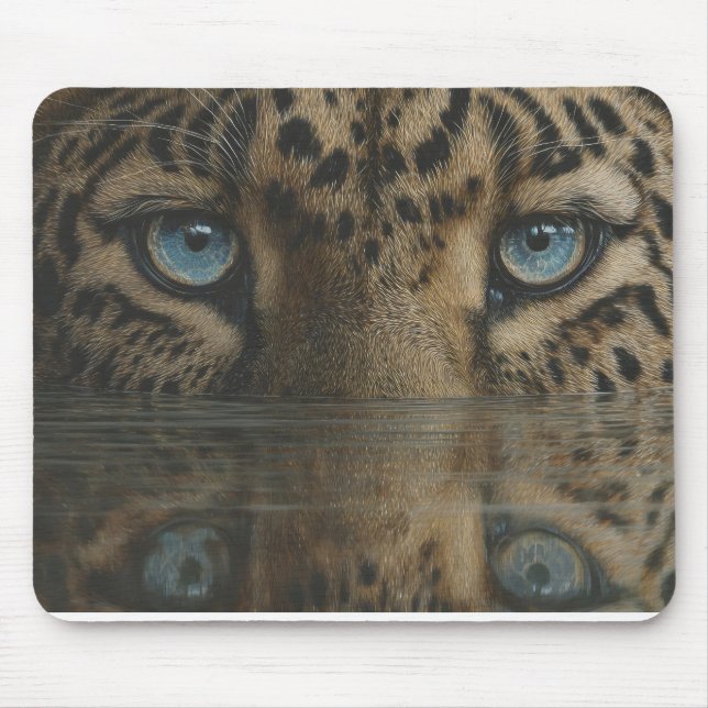 Leopard Eyes Above Water Artwork Mousepad (Vorne)