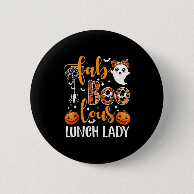 Leopard Fab Boo Lous Lunch Lady Matching Group Tee Button (Vorderseite)