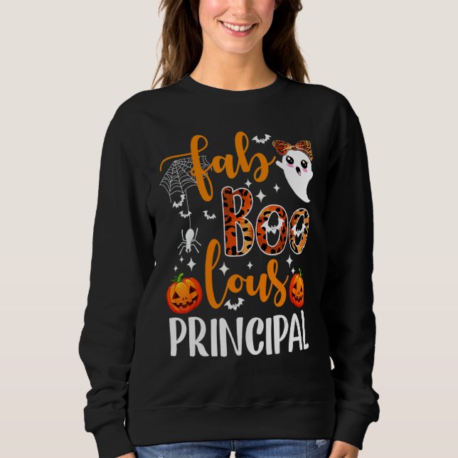 Leopard Faboolous Principal Spooky Principal Hallo Sweatshirt (Vorderseite)