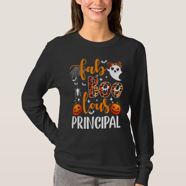 Leopard Faboolous Principal Spooky Principal Hallo T-Shirt (Vorderseite)