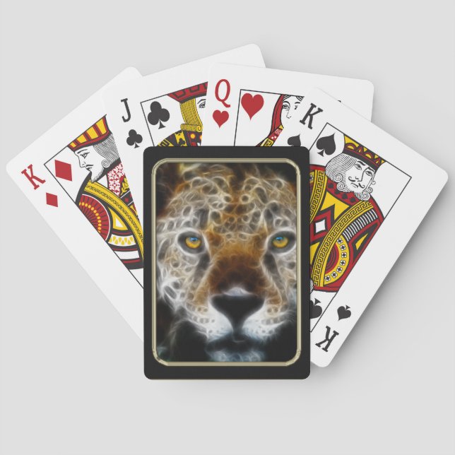 Leopard Face Fraktal Art Playing Cards Spielkarten (Rückseite)