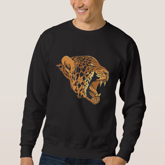Leopard Face Head Jaguars Cheetahs Big Cat Wild An Sweatshirt (Vorderseite)