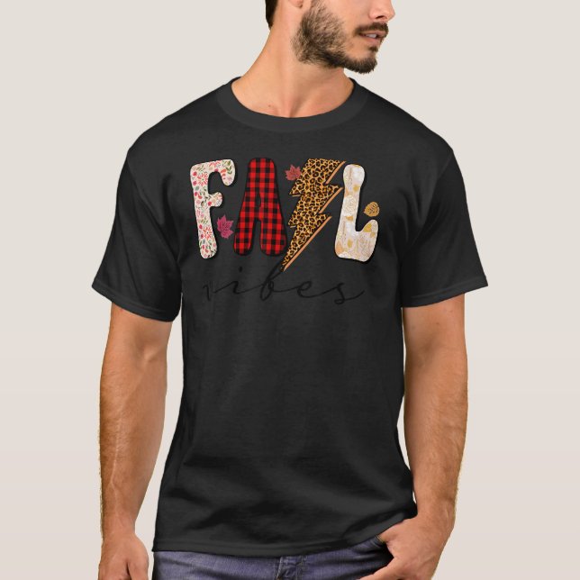 Leopard Fall Vibes Pumpkin Season Happy Fall Danke T-Shirt (Vorderseite)