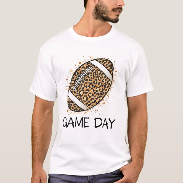 Leopard Football Mama Game T-Shirt (Vorderseite)