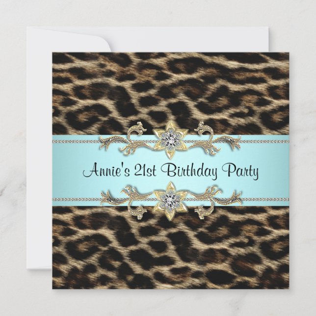 Leopard Frauen 21. Geburtstag Party Einladung (Vorderseite)