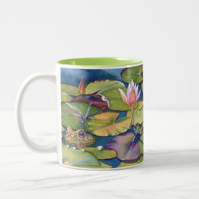 Leopard Frösche Lily Pads Wasserfarbener Wasserpar Zweifarbige Tasse (Links)