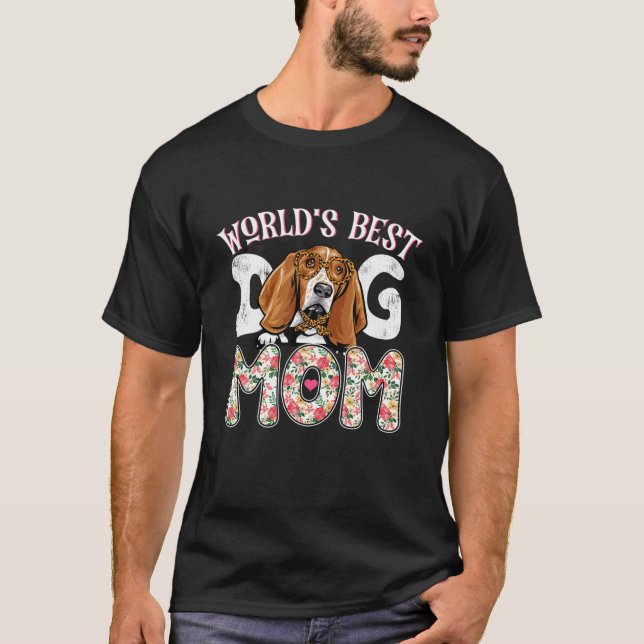 Leopard Funny Mo, der beste Basset Hound Mama der  T-Shirt (Vorderseite)