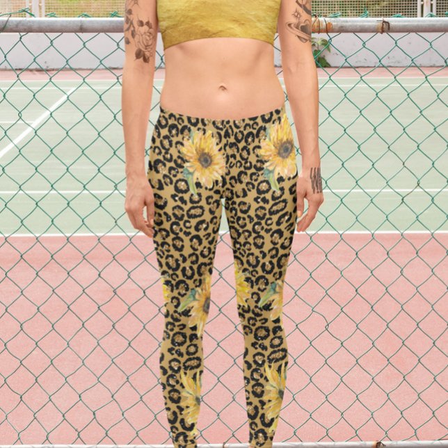 Leopard Fur Animal Print Sunflower Gold Metallic Capri Leggings (Von Creator hochgeladen)