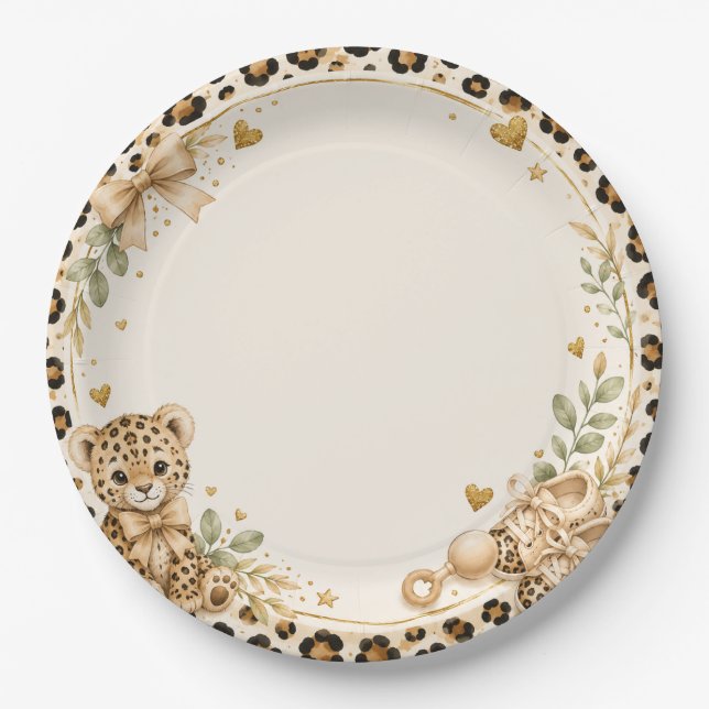 Leopard für Baby Shower Pappteller (Vorderseite)