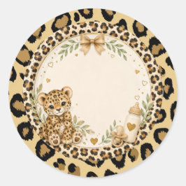 Leopard für Babyparty Runder Aufkleber