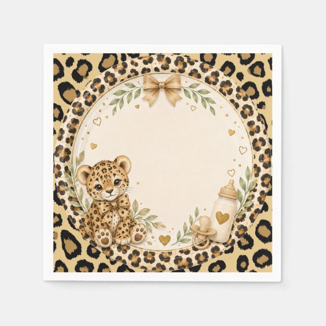 Leopard für Babyparty Serviette (Vorderseite)